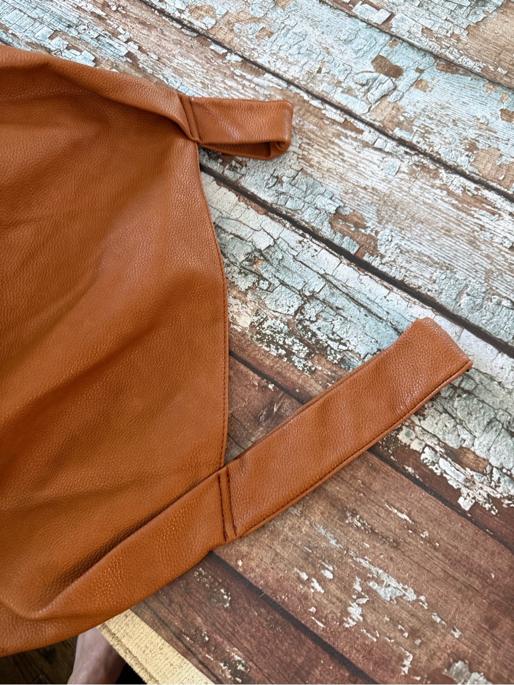 The Drop Stylish Knot-Handle  Viscose Hand Bag - Cognac Brown Perfect for Fall - Picture 7 of 8